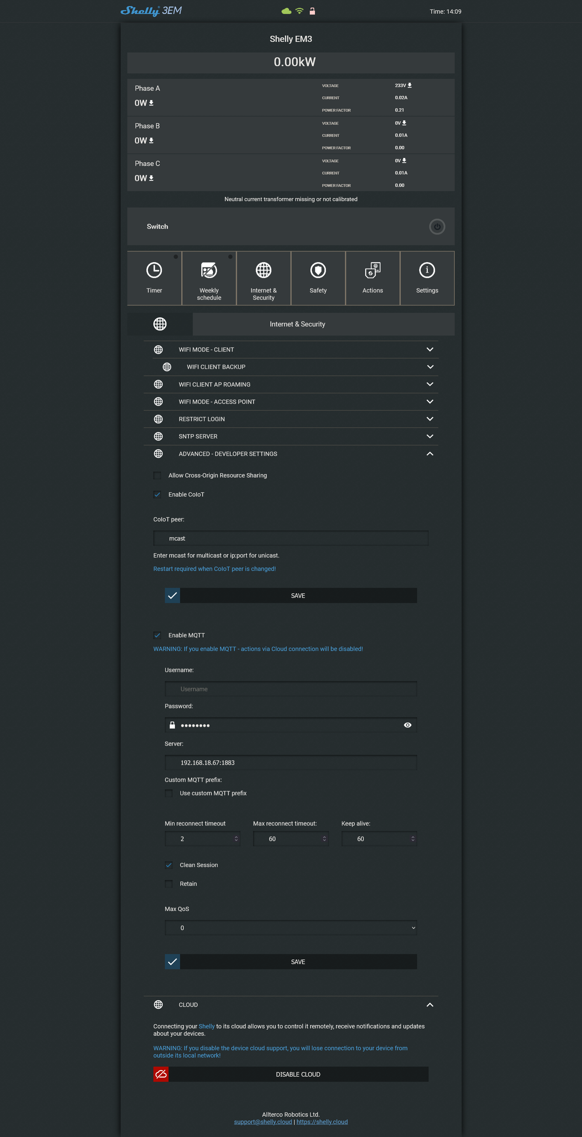 MQTT configuration from Shelly